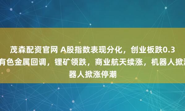 茂森配资官网 A股指数表现分化，创业板跌0.37%，有色金属回调，锂矿领跌，商业航天续涨，机器人掀涨停潮